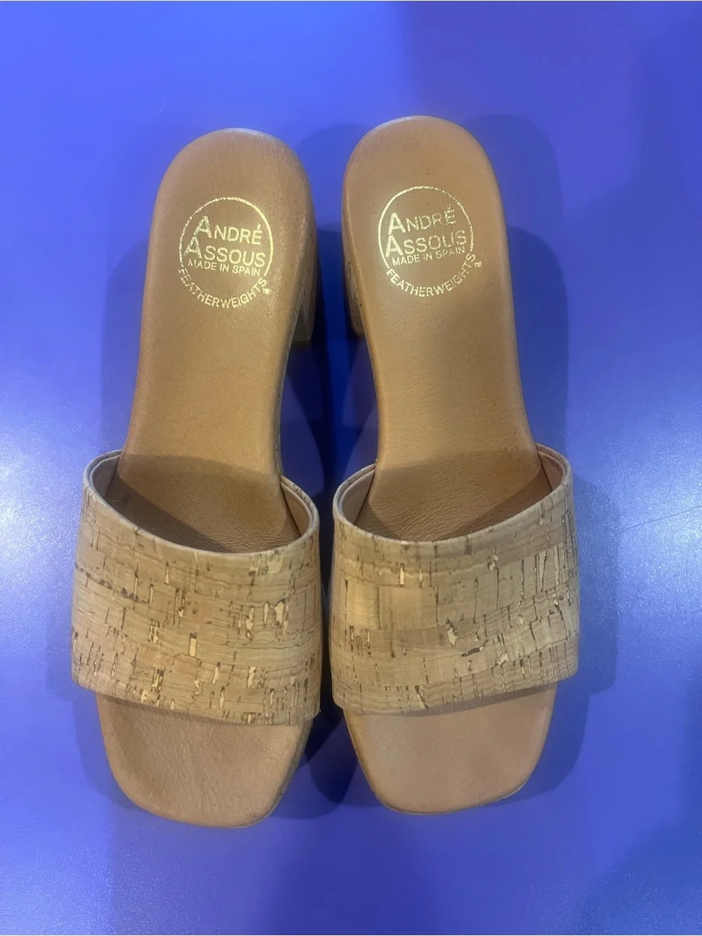 Andre Assous Cork Platform Wedge Sandals - Tan